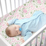 Fall Pink Pumpkins Bows Gingham Baby Crib Sheets for Girls Autumn Thanksgiving Harvest Soft Snug Fitted Crib Mattress Covers for 52''x28'' Standard Crib & Toddler Mattress Halloween Bed Sheets