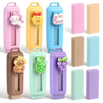 YooNotee 6 Set Cute Retractable Erasers with Refills Bulk Kawaii Cartoon Fun Push Pull Sliding Erasers for Teacher Rewards Gift Party Favor Supplies Office Accessories (Elegant)
