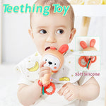 BIBEBRE Musical Rabbit Light-Up Toy and Teething Ring for Toddlers Sensory Chew and Fine Motor Skills Toy Baby Rattle and Teething Toys for 6 12 18 Month Babies (Rabbit)