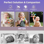VTECHOLOGY Baby Teething Rings Toys for 0-6 6-12 Months Baby Rattle Teether Sensory Toys for Babies 0-24Months Silicone Teether Relief Chew Soothing Sore Gums for Newborn Infant Essentials BPA Free