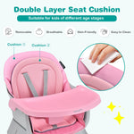 BABY JOY Baby High Chair, 8 in 1 Convertible Highchair for Babies & Toddlers | Booster Seat | Table and Chair Set | Building Block Table | Toddler Chair with Safety Harness, Removable Tray (Pink)