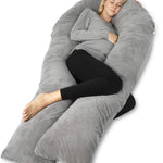 QUEEN ROSE Pregnancy Pillow, U Shaped Full Body Pillows for Sleeping Support, 65 Inch Maternity Pillow for Pregnant Women, Dark Grey