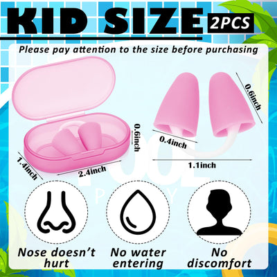 Relaxweex 2 Pcs Silicone Nose Clip for Swimming, Kids, Pink