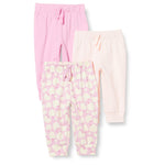 Amazon Essentials Unisex Toddlers' Cotton Pull-On Pants, Pack of 3, Pink/Apples, 3T
