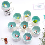 Jeuhoue Baby Cow Ceramic Cup Hidden 3D Animal Inside Mug,12 oz, Lovely Mug for Christmas, Birthday, Valentine's Day Gifts, Surprise Gifts for Friends and Families (Baby Cow 12oz)