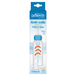 Dr. Brown's Anti-Colic Options+ Narrow Sippy Bottle Starter Kit, 8oz/250mL, with Level 3 Medium-Fast Flow Nipple and Soft 100% Silicone Sippy Spout, Blue, BPA Free, 6m+