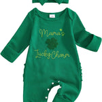 My First St Patricks Day Baby Girl Outfit Newborn St Pattys Day Onesie Waffle Knit Sweater Romper And Headband
