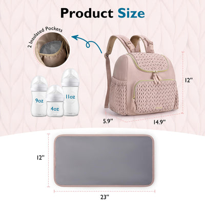 mommore Diaper Bag Small Diaper Backpack Stylish Toddler Baby Mini Maternity Bags Travel Backpacks with Insulated Pockets, Changing Pad, Stroller Straps