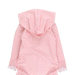 RuffleButts Girls UPF50+ Sun Protective Ruched Quarter-Zip Cover-Up - Pink Polka Dot, 10