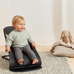 BabyBjörn Bouncer Balance Soft, Woven/Jersey, Dark Gray/Gray | 2-in-1 Adjustable Baby Bouncer Seat and Toddler Chair, Newborn to Toddler (8-29 lbs), 4 Positions, Lightweight & Portable