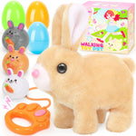 CatchCute Plush Bunny Easter Toys for Kids,Interactive Bunny with Sounds,Can Walk,Wag Tail and Twitch Nose with Remote Control Leash,Easter Eggs with Pull Back Cars,Easter Birthday Gift for Toddlers