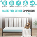 Sleepah 6" Crib & Toddler Bed Mattress - Made in USA – Waterproof Washable Breathable Soft Fabric - Dual Sided Cooling Memory Foam – CertiPUR & OKEO-Tex Certified Mattresses for Baby & Toddlers Blue