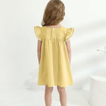 Kucnuzki Baby Girl Clothes 3 6 Month Girl Clothes Summer Yellow Dress Ruffle Fly Sleeve Square Neck A Line Casual Sundress Infant Dress Cute 2 Piece Outfit