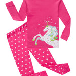 Little bety Girls Unicorn Long Sleeve Pajamas Snug Fit Toddler Girls Cotton Pjs Long Shirts Clothes 2T Rose
