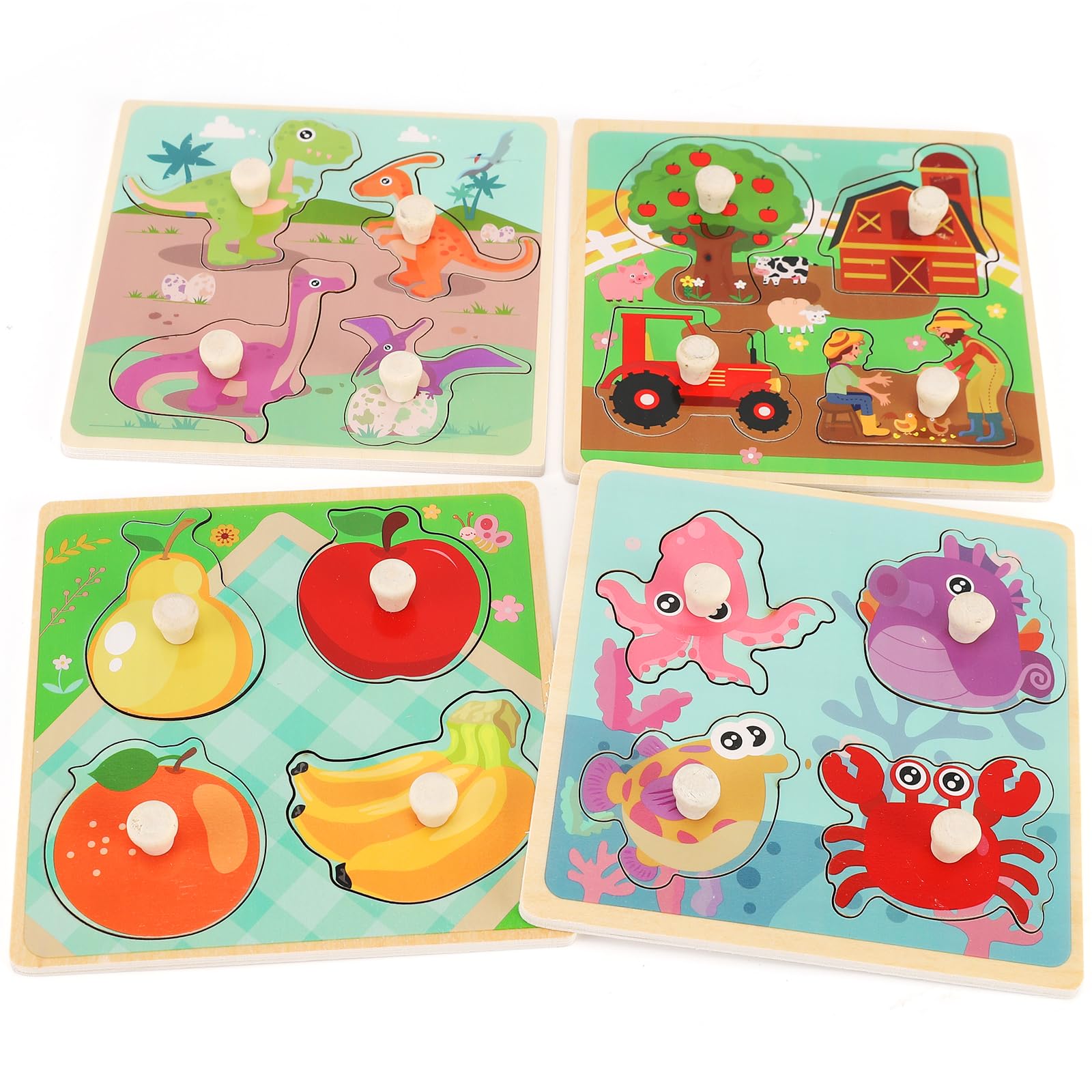 Wooden Peg Puzzles for Toddlers 1-3, Kids' Educational - Jigsaw Puzzles ...