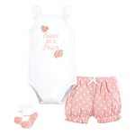 Hudson Baby Unisex Baby Bodysuit, Short and Sock, Sweet Peach, 3-6 Months