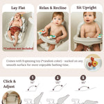 Cuddobaby Baby Bath Seat 3-in-1 【360° Protection Against Side Tipping, 3-Level Adjustable】 ASTM Approved Safety, Detachable Arm, Sitting Up or Lying, Strong Suction, Fit for Flat Surfaces - Gray