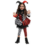 Spooktacular Creations Girls Clown Costume, Halloween Evil Clown Costume, Black and Red Jester Dress for Girls Halloween Dress Up, Role Play, Cosplay Party