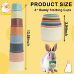 lenpestia 8 PCS Bunny Toys Stacking Cups Bunny Cups Stackable Guinea Pig Stacking Cups Colorful Reusable Rabbit Toys for Rabbit Guinea Pig Hiding Food Playing