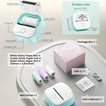 Memoking Mini Sticker Printer - T02 Thermal Printer Portable Label Maker Bluetooth Photo Printer Print Pods Inkless Sticker Maker for Kids Sticker Box, Smart AI APP, for Study Note, Journal, DIY, Gift