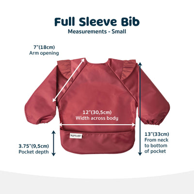 Tiny Twinkle Mess Proof Baby Bib, Cute Full Sleeve Bib Outfit, Waterproof Bibs for Toddlers, Machine Washable, Tug Proof Closure, Baby Smock for Eating, Long Sleeved (Burgundy, Large 2-4 Years)