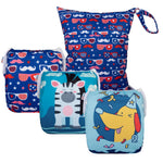ALVABABY 3pcs Baby Swim Diapers with 1pcs Wet Bag Reuseable Washable & Adjustable for Swimming Lesson & Baby Boy and Girl 3YKL09