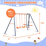 Nova Microdermabrasion Outdoor Swing Sets for Backyard, 440lbs Load Capacity Swing Stand with 2 Seats and 1 Swing Glider, Heavy Duty A-Frame Metal Outdoor Swing Set for Kids
