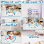 CebollaJojo Baby Play Gym Mat, Tummy Time Mat with 6 Detachable Toys，Washable Baby Activity Play Mat for Hearing,Visual, Sensory, Motor Development, Easy to Install & Clean, Baby Essentials Gift