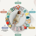 Suihuooo Baby Play Mat Activity Gym,6 Developmental Zones Tummy Time Mat, Foldable Wooden Baby Play Gym with 7 Detachable Sensory Toys for Newborn Brain Development, Essential Baby Shower Set