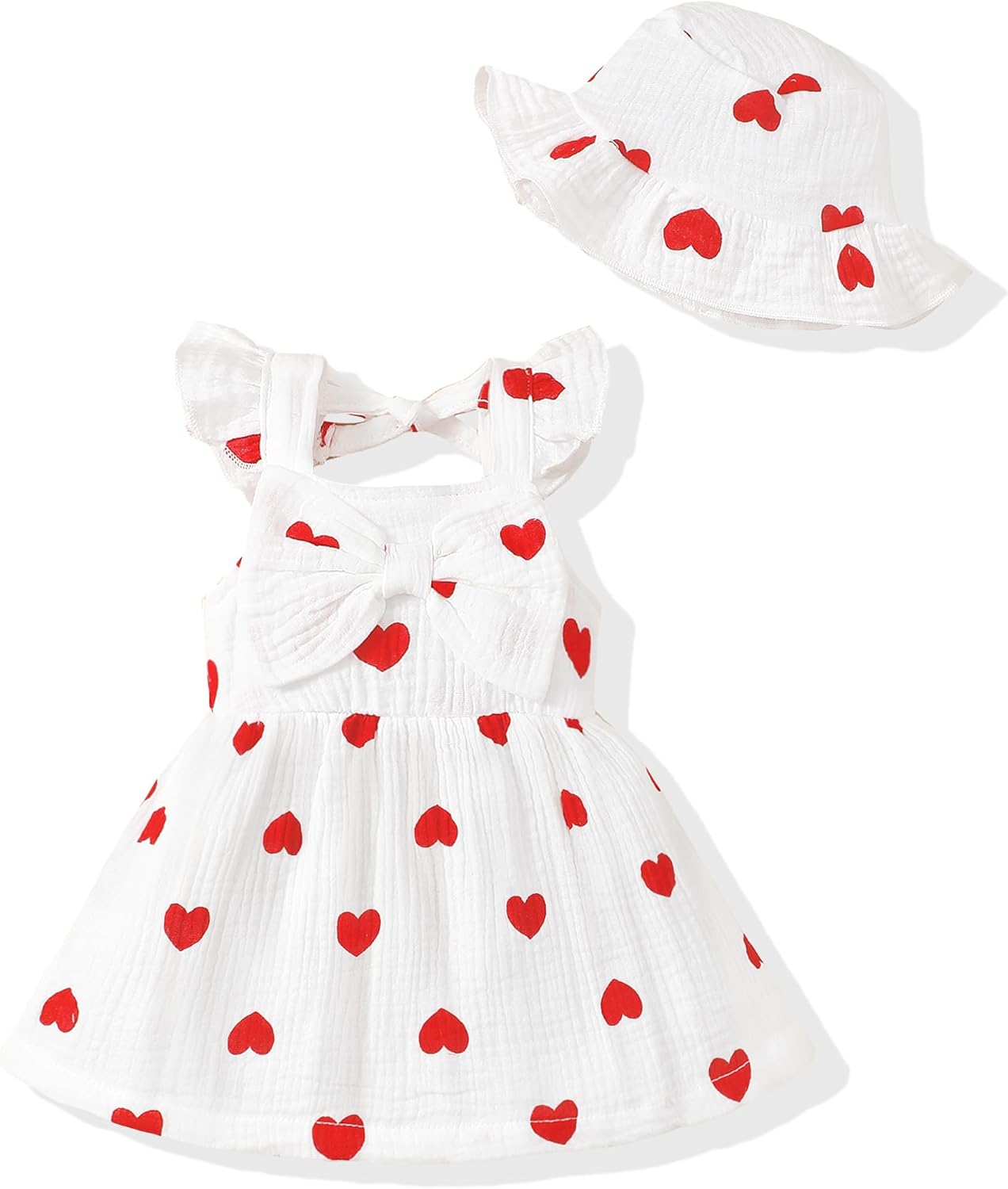 Renotemy Infant Baby Girl Dresses Toddler Girl Clothes Summer Cotton Linen Boho Smocked Sundress Gift for Girls with Hat