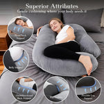 Pregnancy Pillows for Sleeping, U Shaped Full Body Maternity Pillow with Removable Velvet Cover - Support for Back, Legs, Belly, HIPS for Pregnant Women, 57 Inch Pregnancy Pillow for Women, Grey