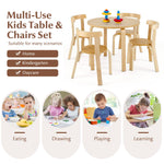 Costzon Kids Table and Chair Set, 5-Piece Wooden Activity Desk Set w/Toy Bricks, Classroom Playroom Daycare Furniture for Playing, Drawing, Reading, Bentwood Toddler Table and Chairs (Natural)