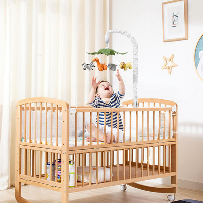 Crib Mobile, Baby Mobile with 12 Lullabies, Musical Baby Crib Mobile for Boys or Girls, Safari Animals Crib Toys Hanging, Safari Nursery Decor