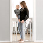 Hauck 59728 Open N Stop KD Pressure Fit Baby & Pet Safety Gate w/3.5" Extension, Accommodates 33 to 35" Wide Home Doorway, Stairway, or Hallway, White