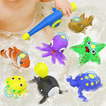 Color Changing No Hole Magnetic Fishing Bath Toys for Kids Toddlers Baby, Color Change Water Table Toys Sea Creatures with Fishing Rod (10 Packs)