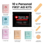 Portable Travel Size First Aid Kit - 10 Pack | Perfect for Home, Office, Car, School, Business, Travel, Hiking, Hunting, and Outdoors | Individually Wrapped First Aid Products (Black)