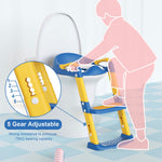 GLAF Potty Training Toilet Seat for Toddler Potty Chair with Step Stools Ladder for Boys Girls 2 in 1 Adjustable Kids Potty Seat with Anti-Slip Pads Comfortable Cushion (Blue)
