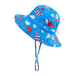 XIAOHAWANG Baby Boy Bucket Toddler Kids Sun Hat UPF 50+ Wide Brim Outdoor Beach Caps Play hat (Colorful Whale, 48cm(6-12 Months))