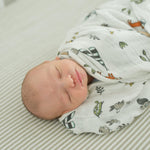 Little Unicorn Premium Cotton Swaddle Baby Blanket | Breathable Fabric | for swaddling, Play, Nursing & More (Forest Friends)