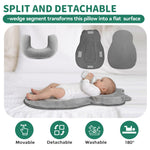 XFaa Rootling Baby Feeding Pillow, Anti Overflow Feeding Pillow for Reducing Spit-Up, Safety Nursing Pillow, Baby Lounger Reflux Wedge Breastfeeding, Removable top and Bottom
