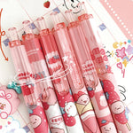 MOZXIRZ 6 Pcs Gel Ink Pens Cartoon Retractable Pens Cute Animal Pen 0.5mm Ballpoint Pen Office School Supplies for Girls (Pink)