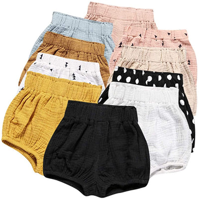 Newborn Baby 1Pack Shorts Cotton Linen Shorts Bloomer Cute Stripe Dot Plaid Triangle Shorts Bloomers Loose Harem Shorts (1pcs Black White Stripe,3-6 Months,3 Months,6 Months)