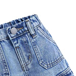 Ltvoo Toddler Boys Cargo Denim Pants Elastic Waist Straight Wide Leg Baggy Jeans Casual Loose Kids Clothes for 6M-3Y (9-12M)