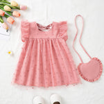 Kucnuzki Toddler Girl Dress 2t 3t Girl Clothes Cute Ruffle Tutu Princess Pink Polka Dot Swing Beach Dress for Toddler Summer Two Piece Outfit Casual Sundress