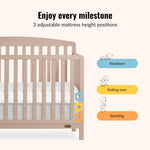 Dream On Me Odelle 5-in-1 Convertible Full-Size Baby Crib in Almond Butter, GreenGuard Gold & BSA Converts to Toddler, Day & Full-Size Bed, Sustainable Pinewood, 3 Mattress Heights