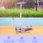 TONBUX Kids Scooter for Ages 3-8, Toddler Scooter with Light-Up Wheels, Adjustable 4-Level Height 3-Wheel Scooters for Kids, Lean-to-Steer Design - Vibrant Purple