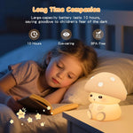 Mushroom Night Light, White Silicone Night Lamp, Touch Control with 30/60 min Dimmble, 3 Brightness Levels, 7 Color Changing, LED Night Lights, USB-C Rechargeable, Gifts for Girls Boys