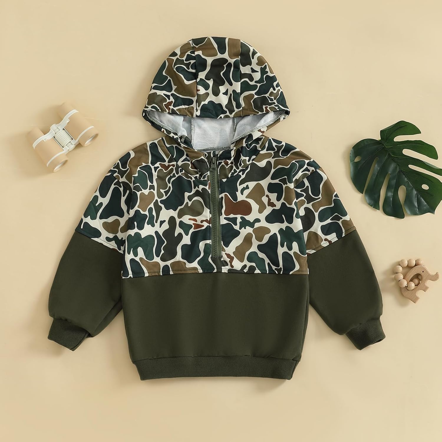 Fernvia Toddler Baby Boy Clothes Camouflage Half Zip-up Long Sleeve Hoodies Sweatshirt Casual Pullover for Kids boys