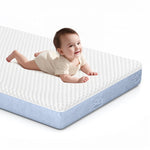 Pawtong Dual-Sided Comfort Baby and Toddler Crib Mattress with Cool Gel Memory Foam, Triple-Layer Breathable Premium Baby-Mattress for Infant and Toddler with Removable Outer Cover -White&Blue