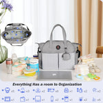 SUPROMOMI Diaper Tote: Large Baby Bag for Boy Girl,Shoulder Mommy Bag Can Make Twins and 2 Kids Nappy Package Mom Hospital Use Grey